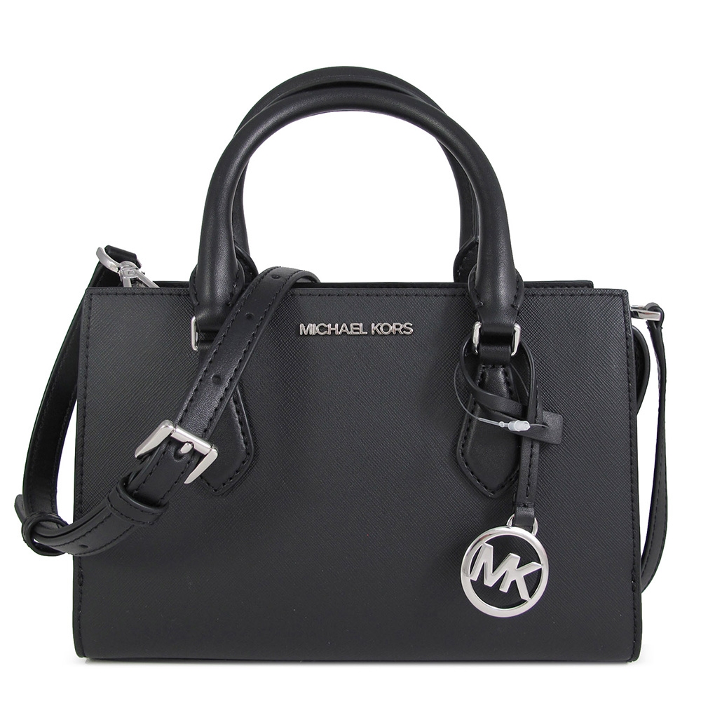 MICHAEL KORS Sheila 銀字圓標Logo防刮三層提肩兩用包(黑色)