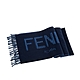 FENDI 經典羊毛雙色格紋FENDI ROMA字母圖案流蘇圍巾 (藍色) product thumbnail 1