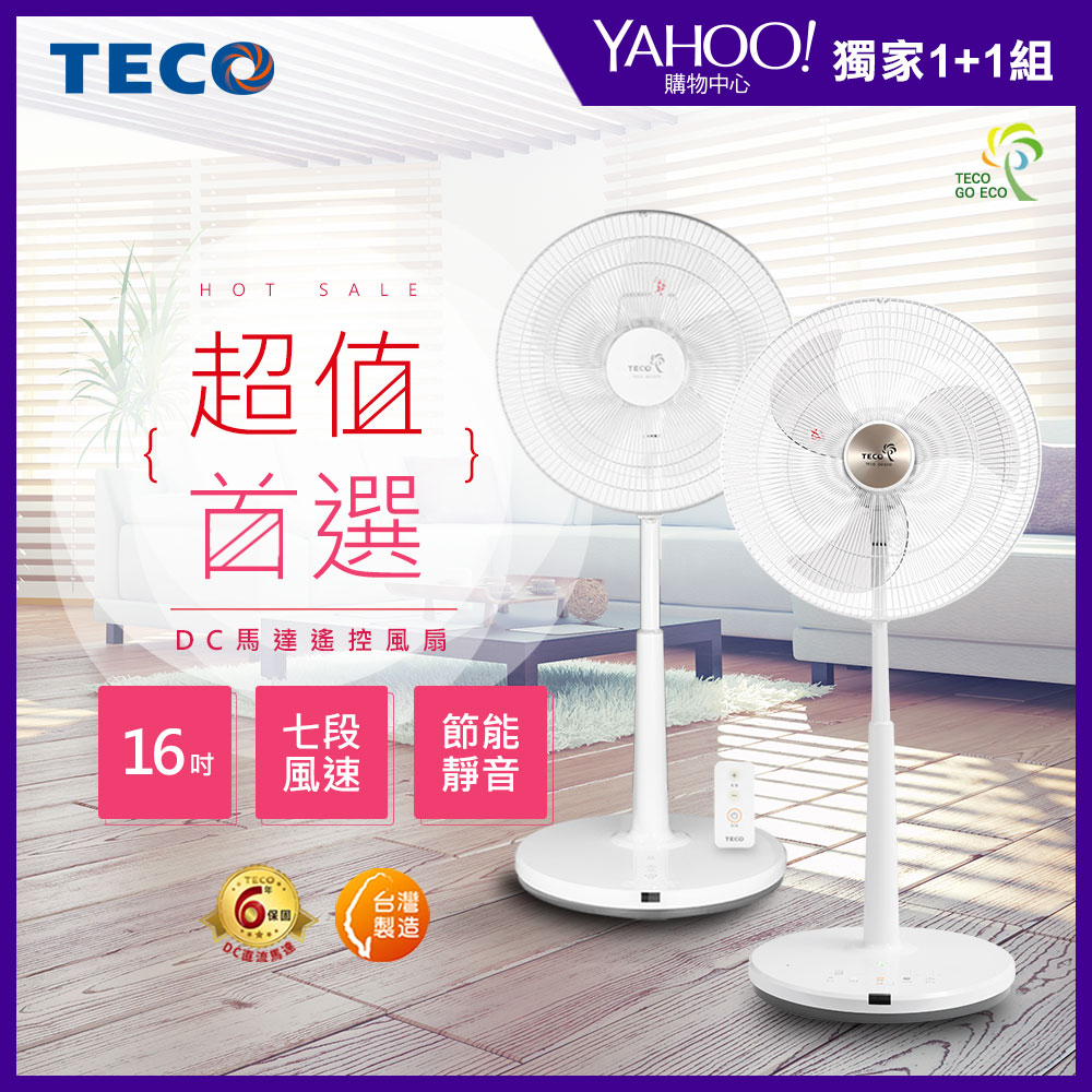 (超值2入組)TECO東元16+18吋DC微電腦ECO遙控立扇XA1476+1803BRD