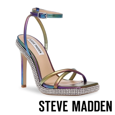 STEVE MADDEN-UPTEMPO 方頭鑽面底台高跟涼鞋-炫彩藍