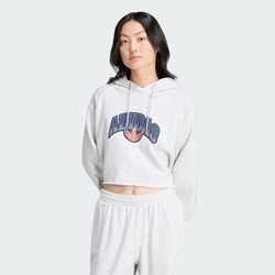 adidas 上衣 女款 長袖上衣 帽T 運動 CS CROP HOODIE 灰 IS2319