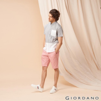 GIORDANO 男裝素色修身百慕達短褲-30 粉紅色