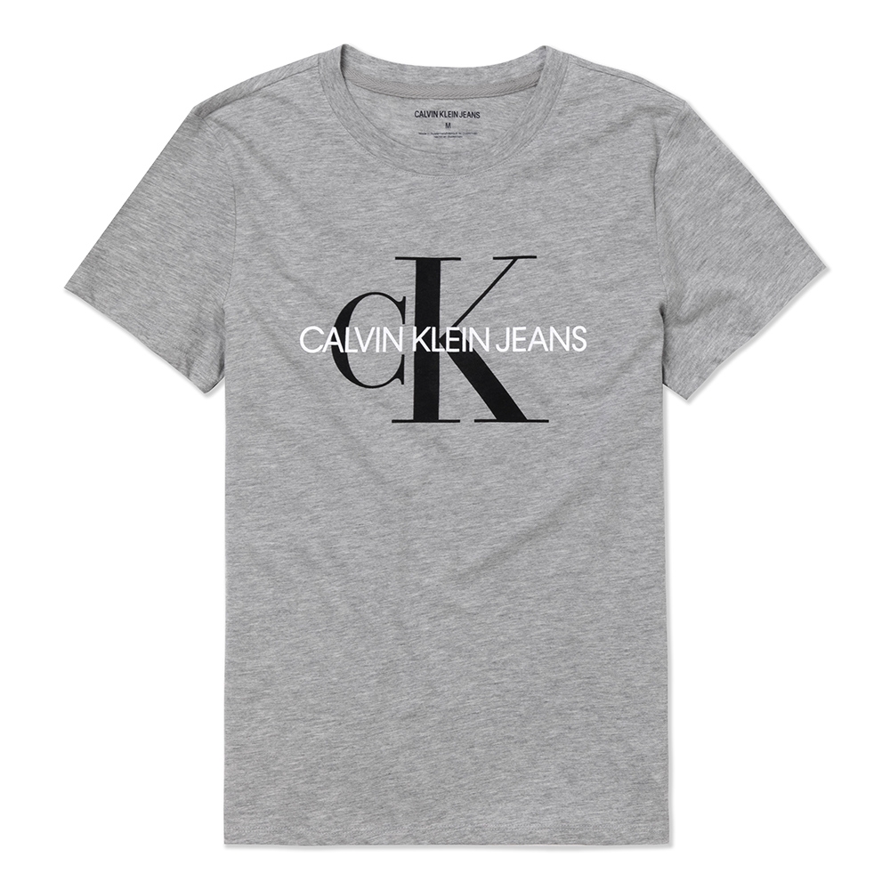 Calvin Klein 經典印刷CK文字圖案短袖T恤(女)-灰色