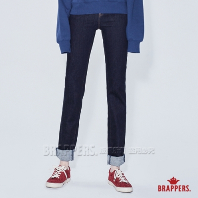 BRAPPERS 女款 新美腳Royal系列-中腰彈性小直筒褲-深藍