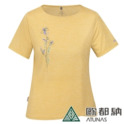 【ATUNAS 歐都納】女款Polygiene涼感抑菌短袖T恤A1TS2405W黃/吸濕排汗/防曬透氣抗臭