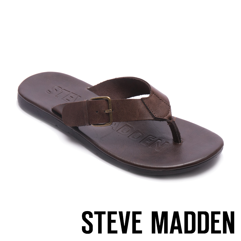 STEVE MADDEN-SECURED扣帶式男士夏季夾腳涼拖鞋-咖啡
