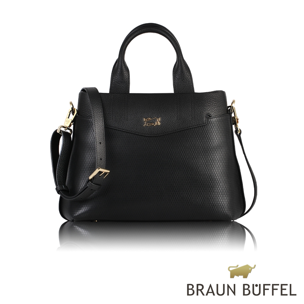 【BRAUN BUFFEL 德國小金牛】台灣總代理 原野 大手提包-黑色/BF690-58-BK