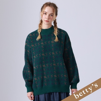 betty’s貝蒂思 印花高領長版毛衣(綠色)