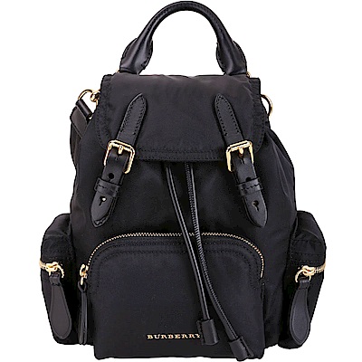 BURBERRY The Rucksack 小型尼龍斜背式軍旅背包(黑色)