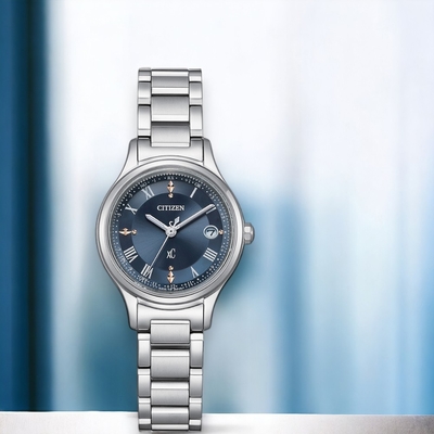 CITIZEN 星辰 xC 光動能 鈦金屬 電波 女錶 藍寶石 手錶 灰藍色-ES9490-61L