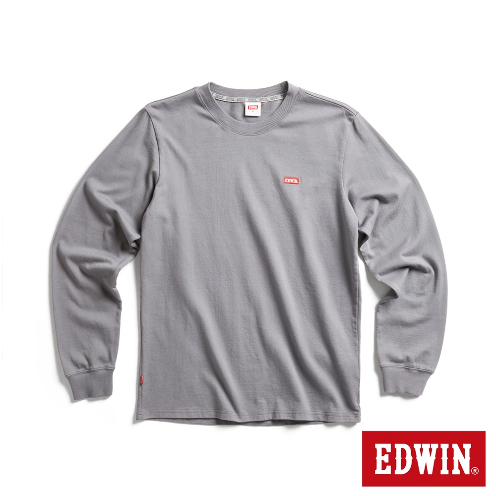 EDWIN 露營系列 背後富士營地LOGO印花長袖T恤-男-灰褐色