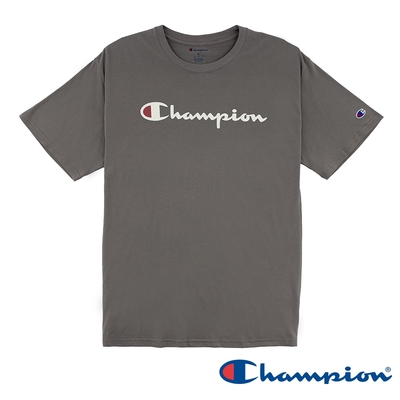 Champion-LOGO印花短袖TEE上衣-男(卡其色)