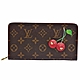 LV M93758村上隆經典Monogram帆布櫻桃圖案暗拉鍊長夾 product thumbnail 1