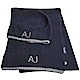 ARMANI JEANS 義大利製AJ字母品牌LOGO喀什米爾混羊毛造型毛帽圍巾組(深藍) product thumbnail 1