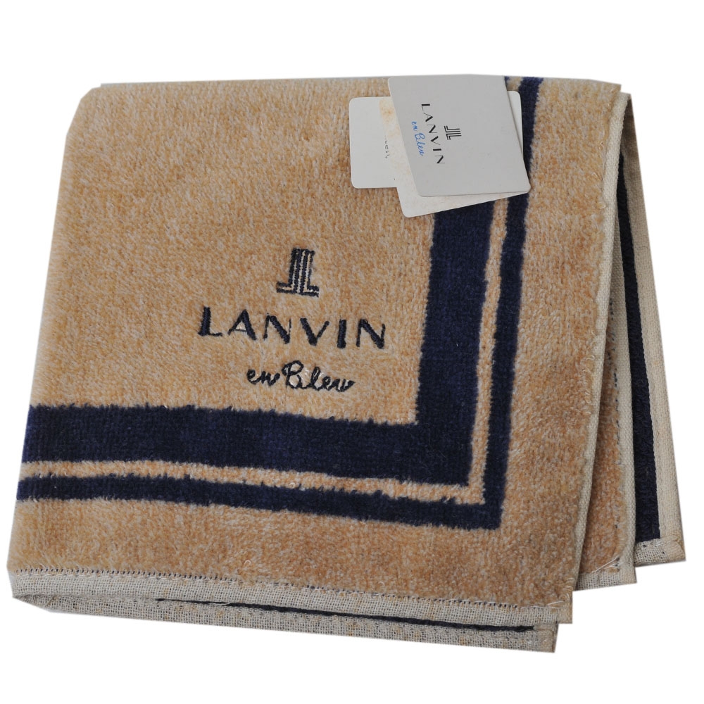 LANVIN en bleu 品牌LOGO刺繡小方巾(駝色系)