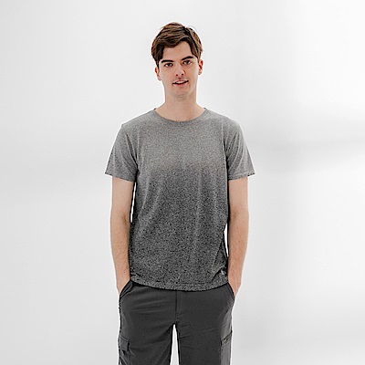 Hang Ten-男裝-恆溫多功能-銀纖維無縫涼感抗菌除臭漸層短袖T恤-黑色