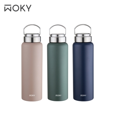 【WOKY 沃廚】買一送一-提手輕芯鈦瓷易潔層保溫瓶800ml