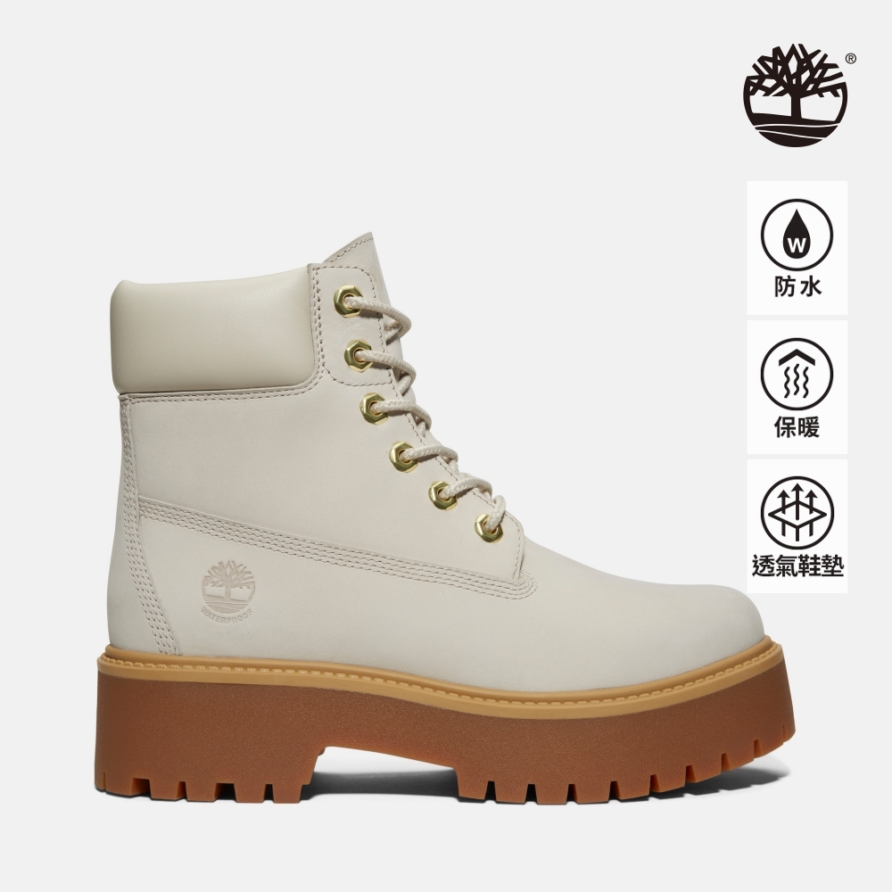 Timberland 女款淺米色 Stone Street 防水六吋靴|A6AWZF48