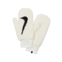 Nike 手套 Plush Knit Mittens 男女款 白 黑 毛絨絨 大勾 保暖 針織 N1008868-110