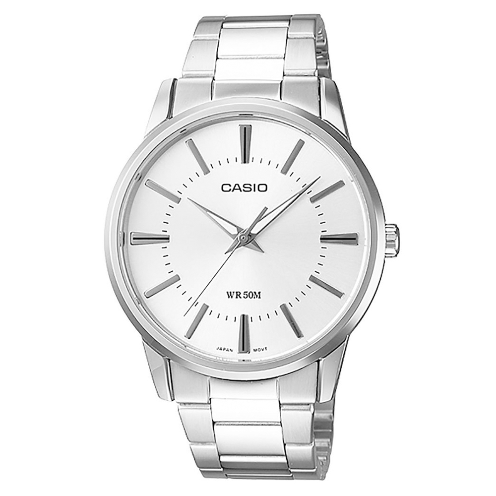 CASIO 經典時尚實用百搭簡約指針腕錶-白色丁字面(MTP-1303D-7A)/40mm