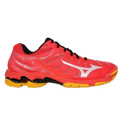 MIZUNO WAVE VOLTAGE 男排球鞋-訓練 運動 美津濃 V1GA216002 螢紅黑白銀