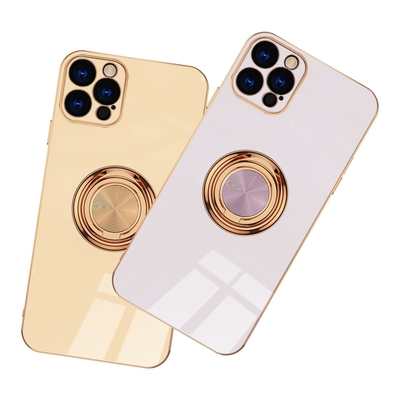 iPhone12 ProMax 電鍍金邊磁吸指環矽膠手機保護殼 12ProMax手機殼