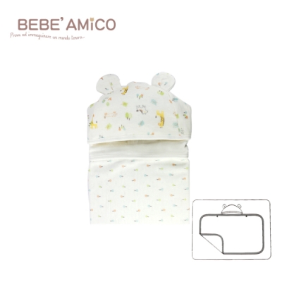 BEBE AMiCO-童話森林-負離子紗布多功能造型帽毯(四層紗)