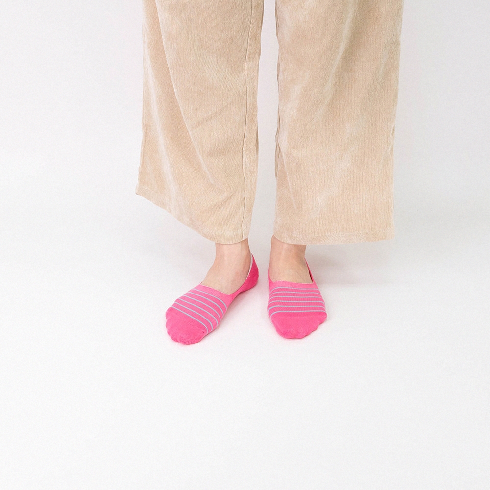 【WARX除臭襪】百搭條紋隱形襪-粉紅