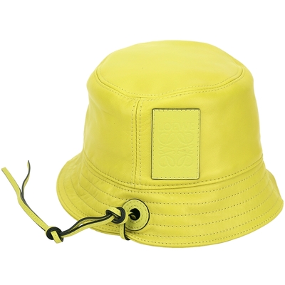 LOEWE 納帕小牛皮皮繩裝飾漁夫帽(芥黃綠)