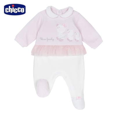 chicco-寶貝小鴨-有領剪接荷葉後開兔裝