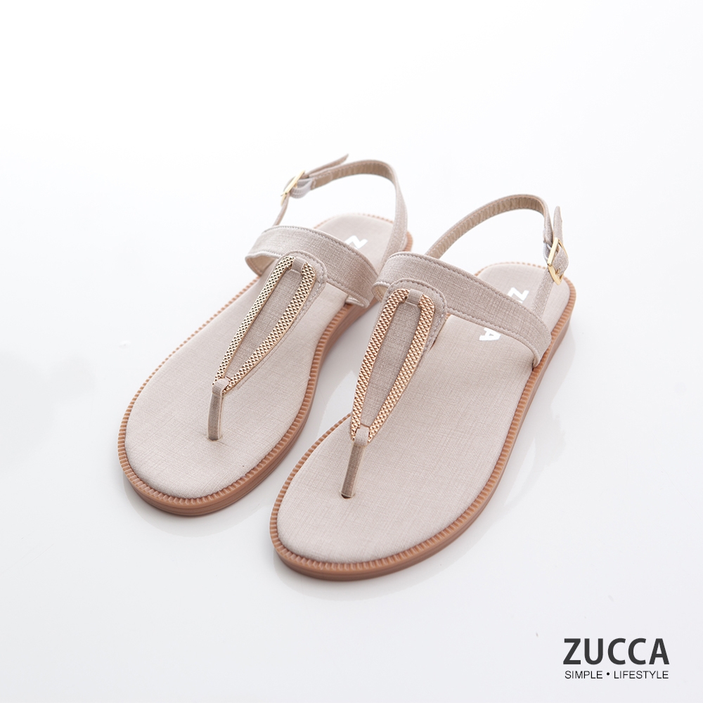 ZUCCA-細皮紋金屬夾腳涼鞋-z7202we
