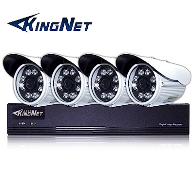 監視器攝影機 KINGNET 4路4MP監控主機 + 4支 HD 1080P 防水槍型
