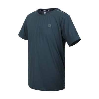FIRESTAR 男彈性機能圓領短袖T恤-運動 慢跑 路跑 上衣 涼感 反光 D1732-16 灰綠銀