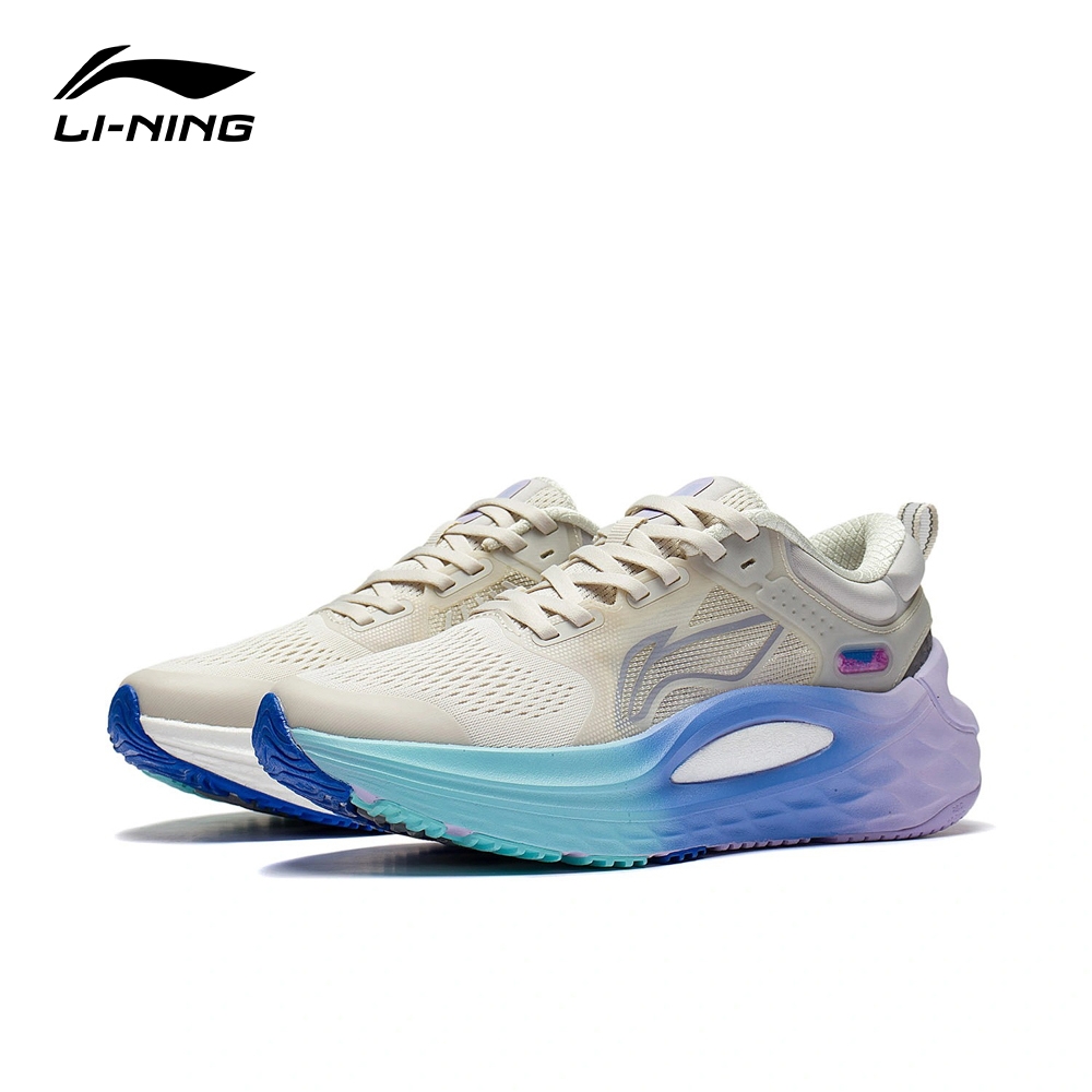 【LI-NING 李寧】烈駿6代 女子 反光 輕量 高回彈 穩定 跑鞋 白/芽黄灰 ARZS002-7