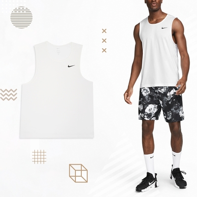 Nike 背心 Dri-FIT Ready 男款 白 黑 吸濕 排汗 透氣 運動 無袖 小勾 DV9814-100