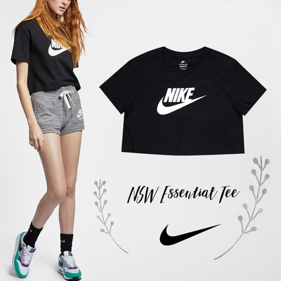 Nike 短袖上衣 NSW Essential Tee 女款 黑 短款 棉質 寬鬆 短T 休閒 BV6176-010