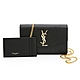 YSL UPTOWN金屬LOGO二合一魚子醬牛皮WOC斜背手拿包-附可拆卡夾（黑/金鍊） product thumbnail 1