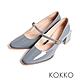 KOKKO精緻女人方頭瑪莉珍漆皮方粗跟鞋藍灰色 product thumbnail 1