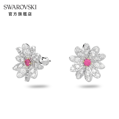 SWAROVSKI 施華洛世奇 Eternal Flower 耳釘, 花朵, 粉紅色, 多種金屬潤飾