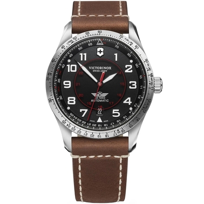 VICTORINOX瑞士維氏 Airboss 機械腕錶-棕x黑 42mm / VISA-241973