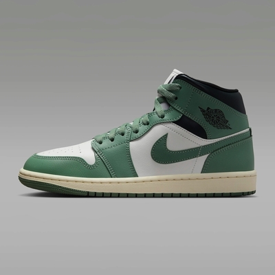 NIKE WMNS AIR JORDAN 1 MID 女休閒運動鞋-白綠黑-BQ6472130