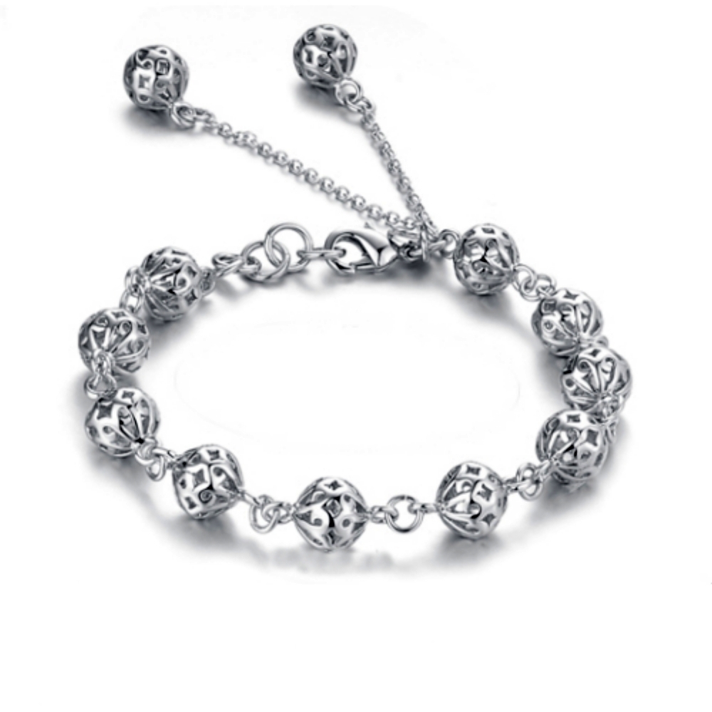 【I.Dear Jewelry】寵愛時光-簍空雕花閃亮鍍銀手環