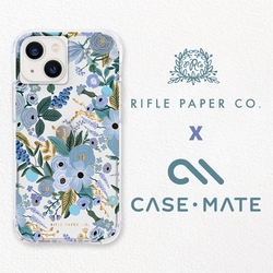 美國 CASE·MATE x Rifle Paper Co. 限量聯名款 iPhone 14 環保抗菌防摔保護殼-花園派對-藍