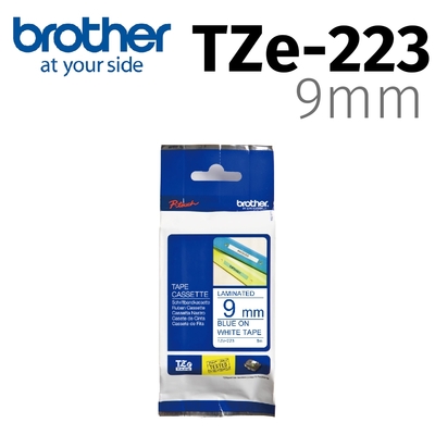 brother 原廠護貝標籤帶 TZe-223 (白底藍字 9mm)