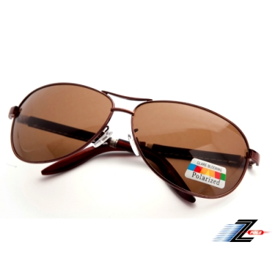 【Z-POLS】飛行員風格流行帥氣款 Polarized寶麗來偏光茶抗UV400太陽眼鏡