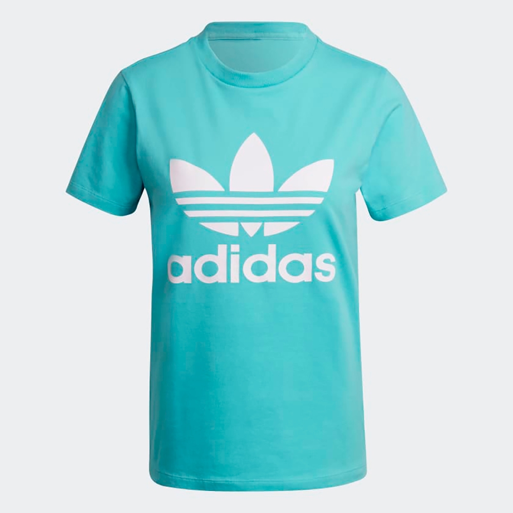 adidas 上衣 女款 短袖上衣 運動 三葉草 國際碼 TREFOIL TEE 綠 HE6869