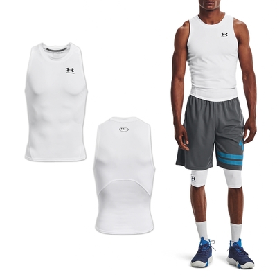 Under Armour 背心 HG Armour Tank Top 男款 白 快乾 吸汗 緊身 運動 籃球 無袖 1368352100