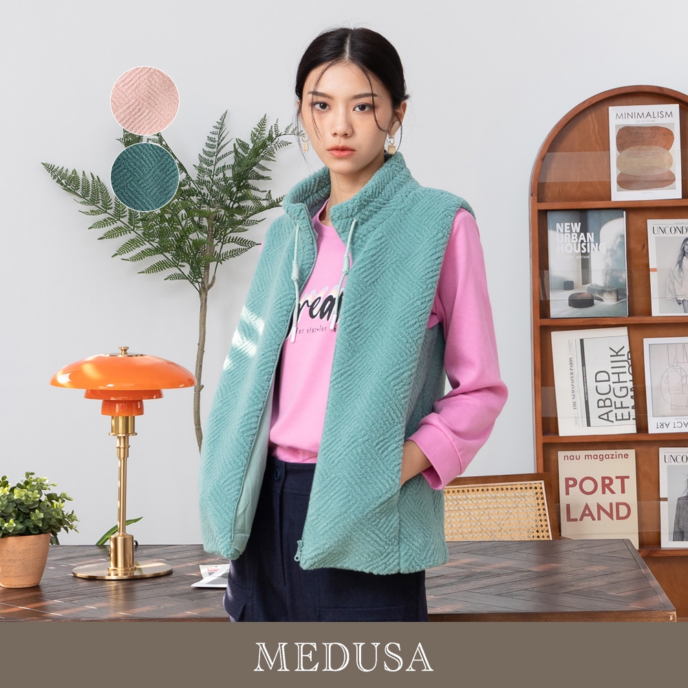 現貨【MEDUSA 曼度莎】泰迪熊毛毛小立領背心外套 - 2色（M-XL）｜女外套 女背心 毛外套