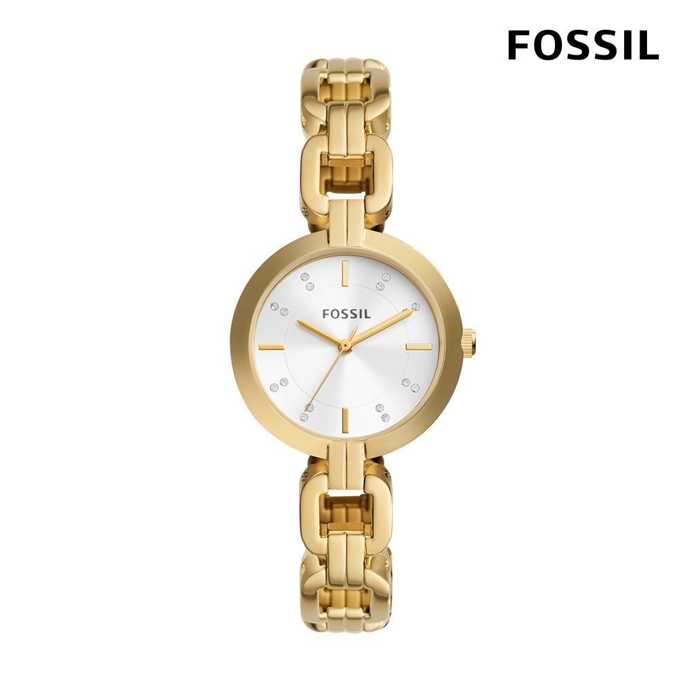 FOSSIL Kerrigan 簡約氣質點鑽風格女錶 金色不鏽鋼鍊帶 32MM BQ3852