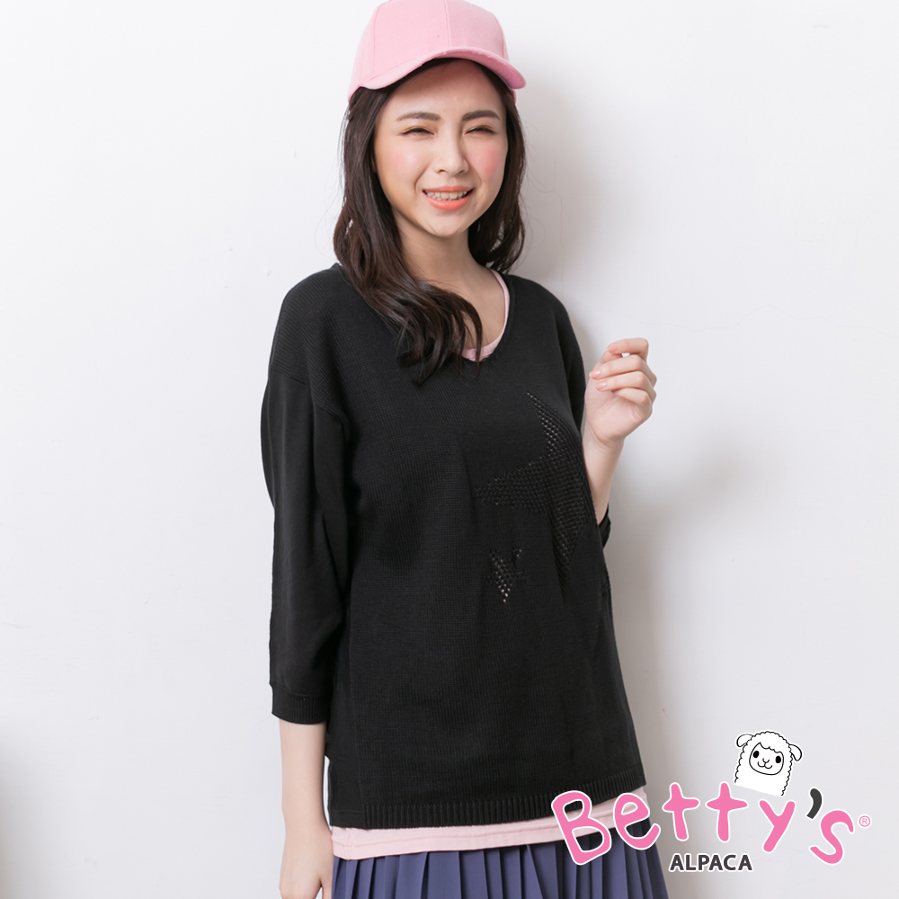 betty’s貝蒂思　星星造型柔軟針織衫(黑色)